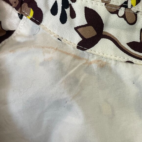 Tory Burch Women's White Brown Button Down Short Sleeve Pattern Shirt Silk 0 - Picture 10 of 10